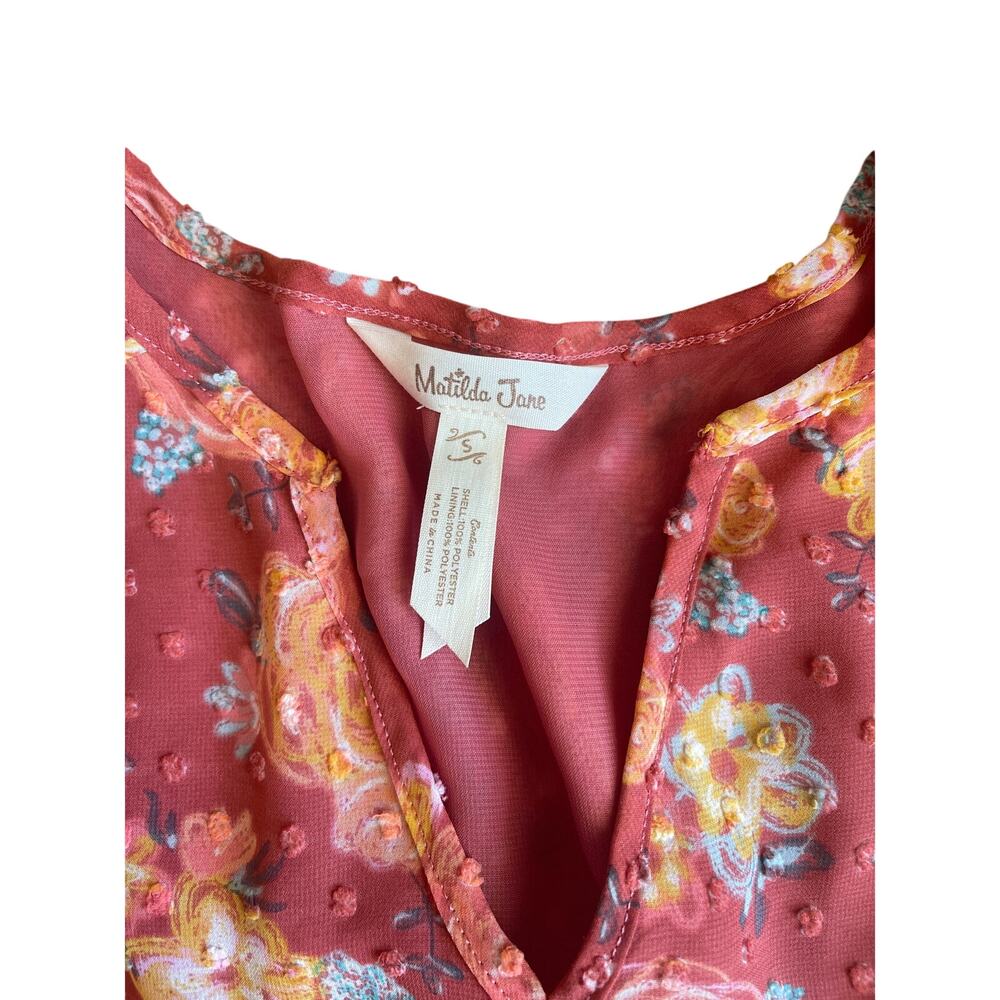 Matilda Jane Swiss Dot Fall Floral Blouse Women Small Long Sleeve Top - Picture 4 of 4